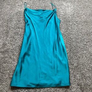Fleur du Mal Lulu Green Silk Slip Dress Cowl Neck Spaghetti Strap Midi M